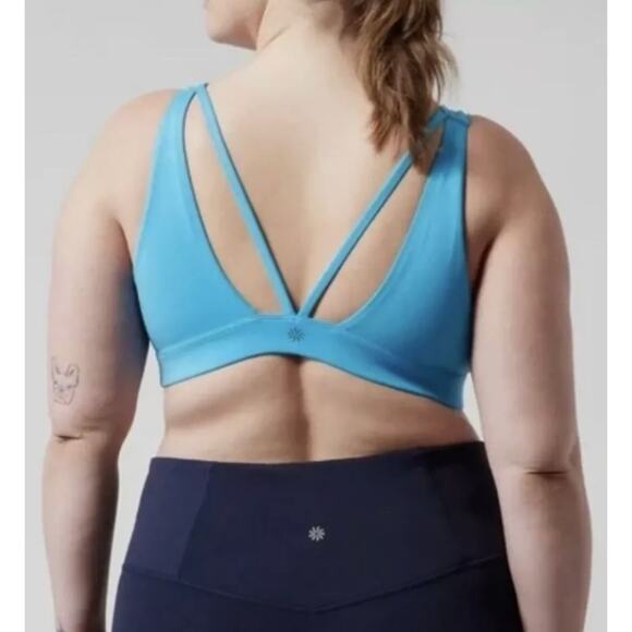 Athleta Exhale Printed Bra Santorini‎ Blue Sz.3X NWT $49 Powervita Soft - Picture 2 of 3